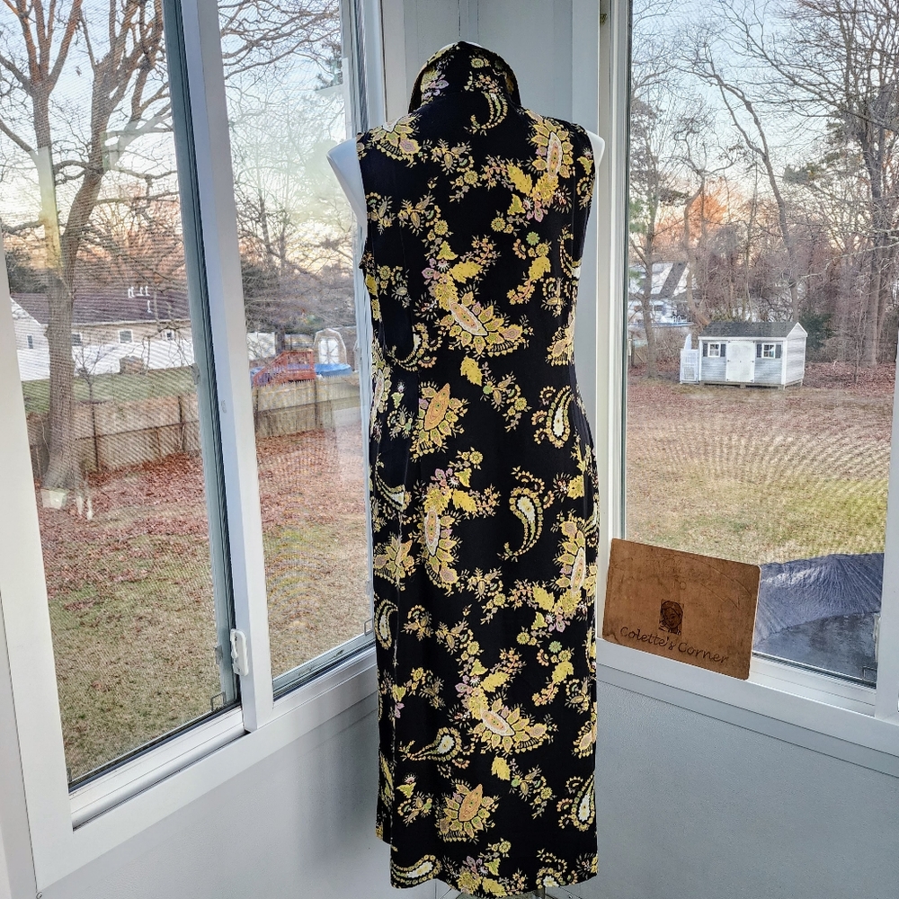 Studio 1 Black Yellow Paisley Sleeveless Dress & Short Sleeve Jacket 2 Piece Set - Picture 4 of 16